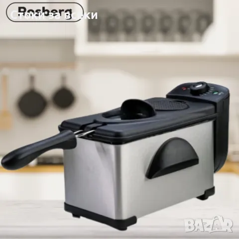 Фритюрник Rosberg, 2000W, 2L, демонтиращ се съд, капак и филтър,инокс, 2 ГОДИНИ ГАРАНЦИЯ, снимка 1