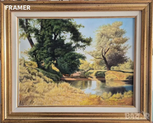 Петър Момчилов Пролет край реката 2023г. Майсторски нарисувана картина