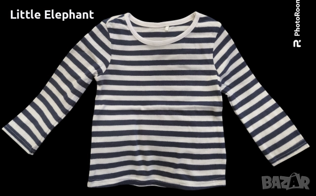 Блузка с дълъг ръкав райе тъмно синьо и бяло за момиченце на 9-12 мес,Англия/нова