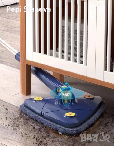 Разтегателен триъгълен MOP за почистване  360° с 3 парцала , снимка 6 - Други стоки за дома - 52006438