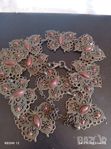 Дамски колан ПЕПЕРУДИ за ХЕНД МЕЙД ФИЛИГРАННА ИЗРАБОТКА с ИНКРУСТИРАНИ КАМЪНИ 51382, снимка 2 - Колани - 51823662