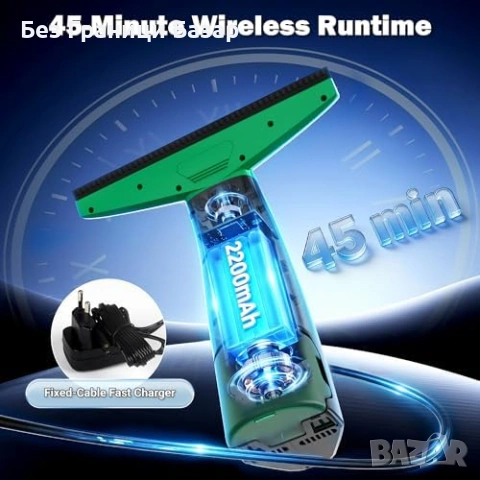 Нова Електрическа чистачка за прозорци 2000 Pa с 2 микрофибърни кърпи, снимка 3 - Други стоки за дома - 53876602