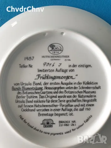 3бр Hutschenreuther/Хюченройтер Бавария немска колекционерска декоративна порцеланова чиния-картина, снимка 8 - Картини - 48101226