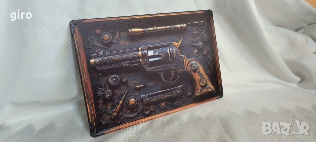 Метална винтидж табела револвер COLT , снимка 2 - Колекции - 52561031