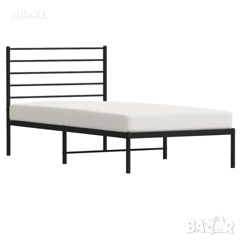 vidaXL Метална рамка за легло с горна табла, черна, 75x190 см, снимка 5 - Спални и легла - 56147228