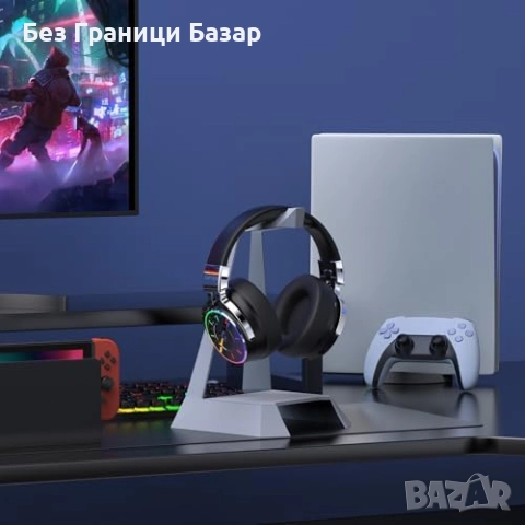 Нов Геймърски хедсет безжичен 60ч батерия, шумопотискане, RGB, PS5/PC, снимка 9 - Bluetooth слушалки - 52502828