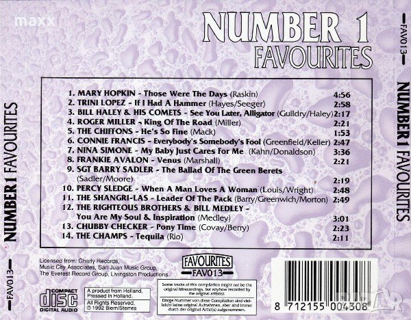 диск CD Various – Number 1 Favourites 1992, снимка 2 - CD дискове - 29143733