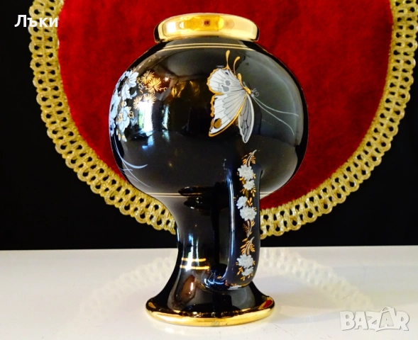 Гръцка порцеланова ваза,кана с 24 карата злато. , снимка 7 - Вази - 51500729