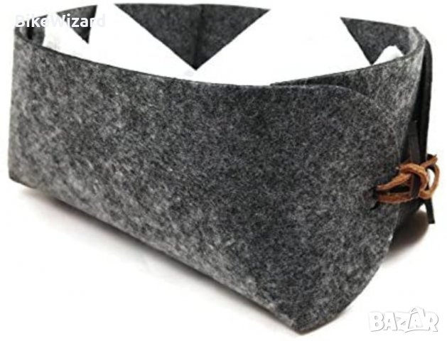 CharmingBoxes кошница за съхранение от филц, памучен плат и кожена каишка20 x 17 x 10 cm НОВА