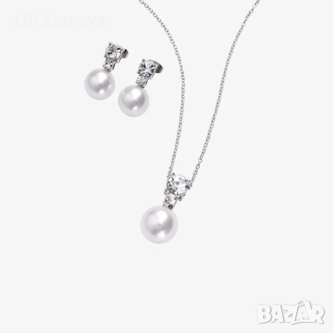 Комплект бижута с перли Winter’s Embrace. 