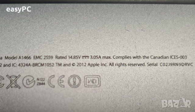 13.3" i5 Apple MacBook Air Mid 2012 A1466 - ЧАСТИ !, снимка 5 - Части за лаптопи - 39605090