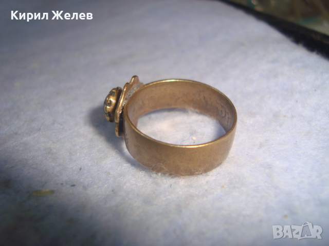 КРАЛСТВО ЮГОСЛАВИЯ МЕСИНГОВ ПРЪСТЕН от ДИНАР с КАМЪК ГРАНАТ РЪЧНА СТАРИННА МАЙСТОРСКА РАБОТА 19637, снимка 6 - Антикварни и старинни предмети - 36378121