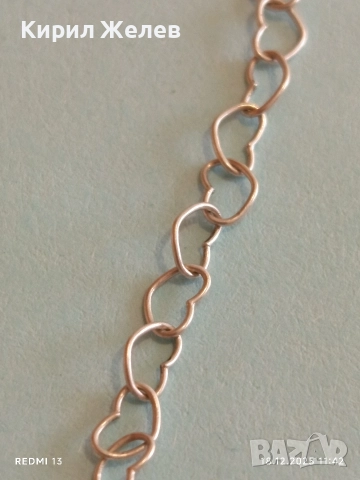 Романтична сребърна гривна с сърчица финна нежна 52433, снимка 2 - Гривни - 52835091