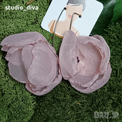 Обеци цветя, снимка 2 - Обеци - 52284330