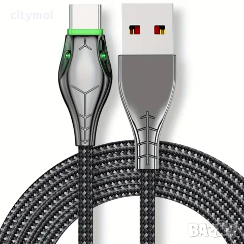 USB към USB Type-C Charging Cable 120W, найлонова оплетка, LED индикация, снимка 2 - USB кабели - 50576516