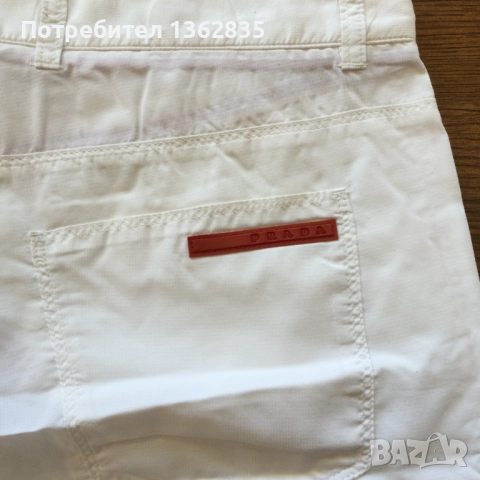 НОВ оригинални мъжки бял летен тънък панталон PRADA размер 52 / L, снимка 5 - Панталони - 52573004