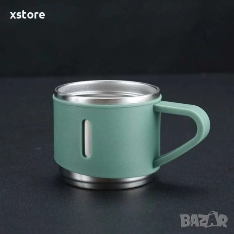 Подаръчен комплект термос с 3 чаши, зелен, розов, сив, снимка 5 - Други - 52687469