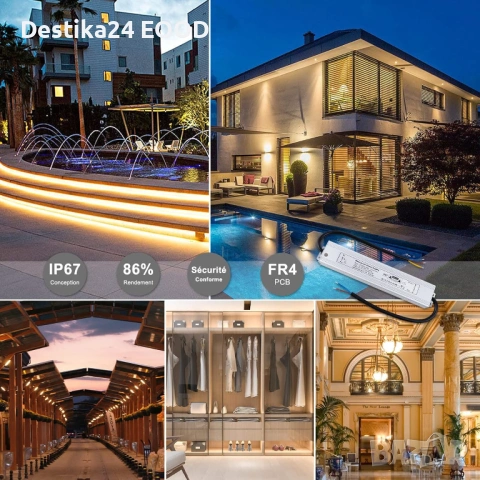 Водоустойчив LED трансформатор 24V 60W IP67 – за външно осветление, снимка 5 - Лед осветление - 53081210