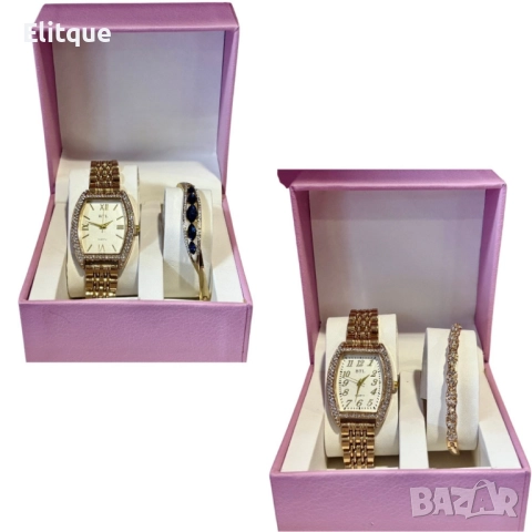 Елегантен подаръчен комплект за дами - Часовник с нежна гривна, снимка 2 - Бижутерийни комплекти - 52596574