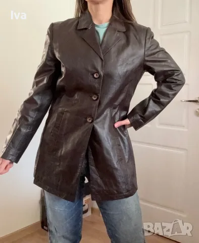 Дамско яке естествена кожа м л размер тъмно кафяво zaffers, снимка 3 - Якета - 50128362