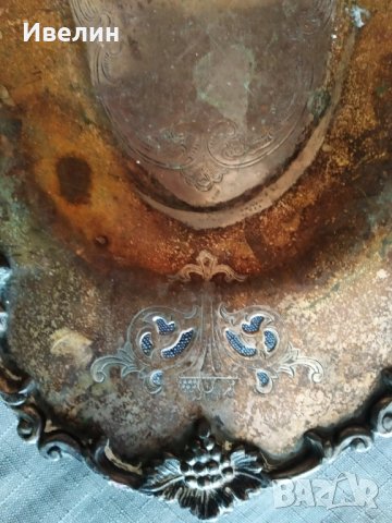 посребрена месингова чиния,плато арт деко , снимка 3 - Антикварни и старинни предмети - 29575999