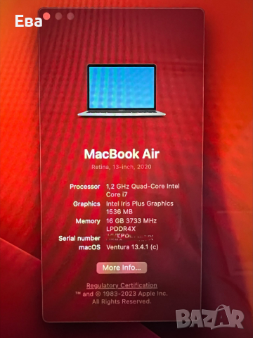 Apple MacBook Air Retina 13" 2020 Space Grey, снимка 6 - Лаптопи за работа - 44804637