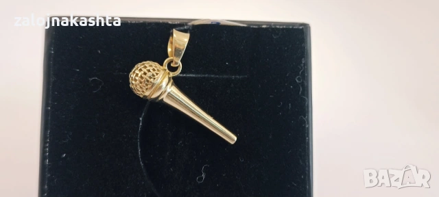 Нова-Златна висулка микрофон-3,37гр/14кр, снимка 3 - Колиета, медальони, синджири - 53258711