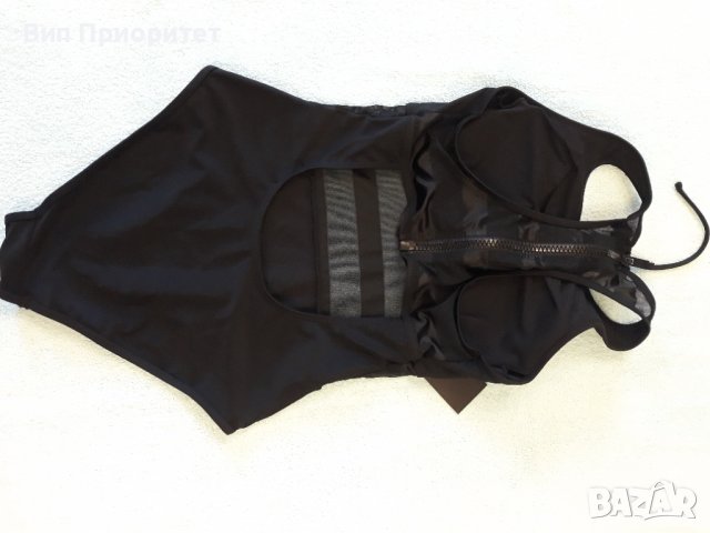 Ефектен цял бански черен с прозрачен сегмент и цип, снимка 7 - Бански костюми - 37249418