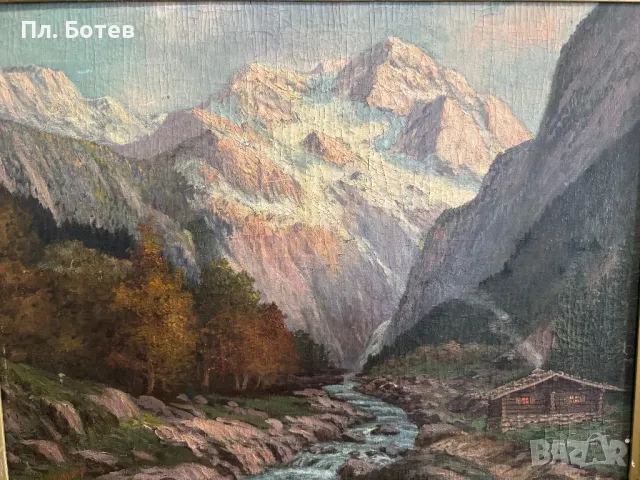 Стара маслена картина, снимка 3 - Картини - 48279692