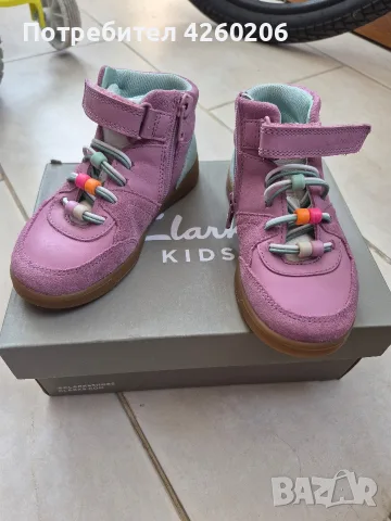 Чисто нови оригинални детски обувки / боти Clarks Disco Beam Hi – Естествена кожа, номер 26 