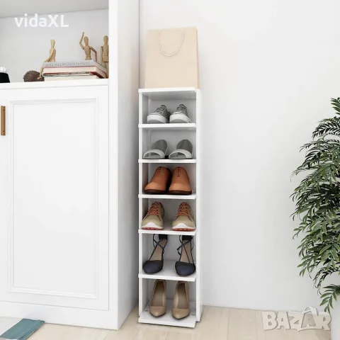 vidaXL Шкаф за обувки, бял, 27,5x27x102 см, инженерно дърво, снимка 2 - Шкафове - 56147849