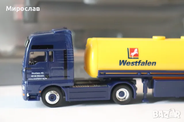 SCHUCO H0 1/87 MAN TGA ВЛЕКАЧ ЦИСТЕРНА КАМИОН МОДЕЛ КОЛИЧКА, снимка 10 - Колекции - 50323687