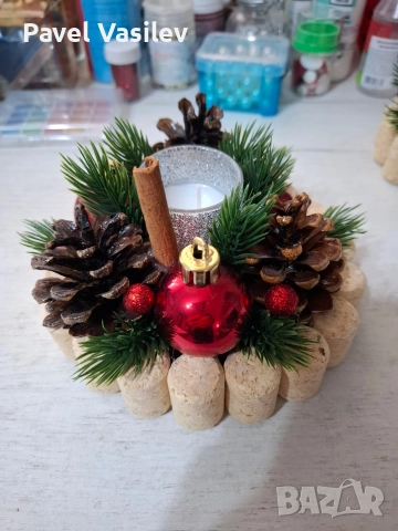 Коледни свещници - Ръчно направени, снимка 3 - Декорация за дома - 52612144