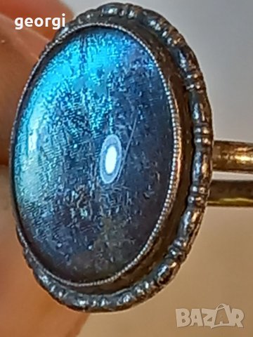 Стар английски сребърен пръстен с естествен камък , снимка 8 - Пръстени - 38107036