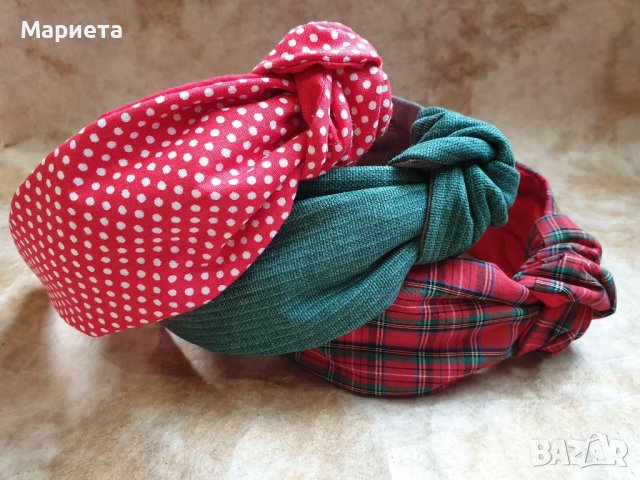 Диадеми с възел Карирана диадема Червена Диадема Аксесоари за коса Ръчна Изработка , снимка 2 - Аксесоари за коса - 38389514