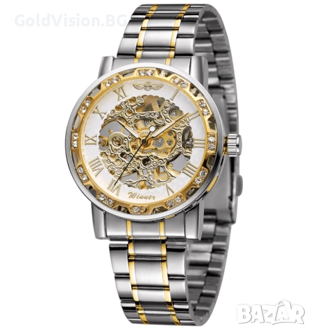 Мъжки автоматичен часовник – WINNER 8012SS – Silver Gold