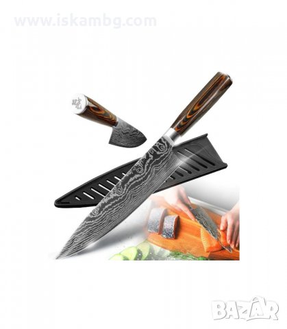 ПРОФЕСИОНАЛЕН ГОТВАРСКИ НОЖ 8", ИЗРАБОТЕН ОТ ДАМАСКА СТОМАНА С ПОДАРЪЧНА КУТИЯ - код 8 ИНЧА С КУТИЙК, снимка 5 - Прибори за хранене, готвене и сервиране - 33931501