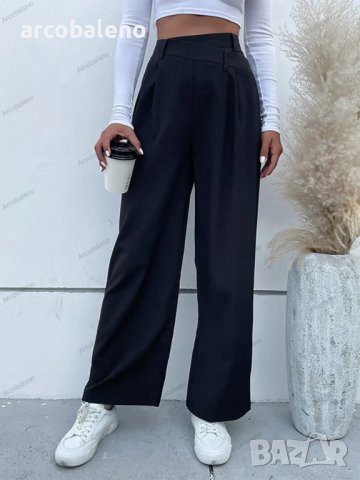 Дамски моден едноцветен ежедневен панталон с висока талия - 023 , снимка 2 - Панталони - 42194476