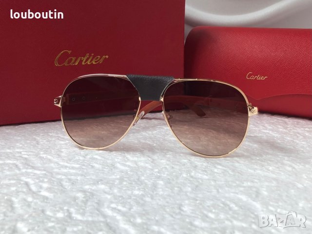 Cartier 2022 мъжки слънчеви очила с кожа, снимка 11 - Слънчеви и диоптрични очила - 37372016