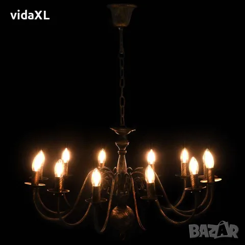 vidaXL Полилей, антично черно, 12 х Е14 крушки, снимка 4 - Полилеи - 56146565