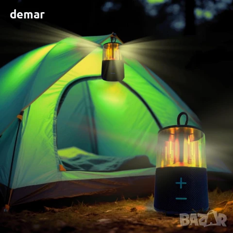 Преносим акумулаторен LED къмпинг фенер с Bluetooth високоговорител, винтидж, снимка 3 - Къмпинг осветление - 51191317