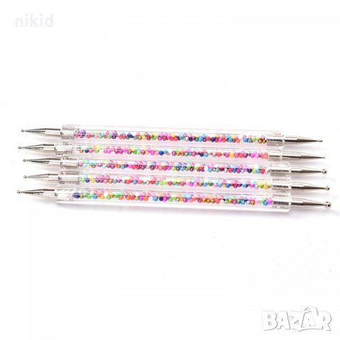 5 бр точкатори за маникюр нокти декорация двустранни инструменти за точки с перлички, снимка 4 - Продукти за маникюр - 32019008