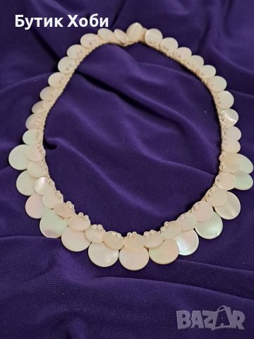 Ретро колие/чокър от естествен седеф , снимка 2 - Антикварни и старинни предмети - 42656363