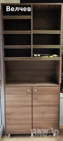 Висок офис шкаф / Етажерка с рафтове и шкаф с врати (85х200х35 см)