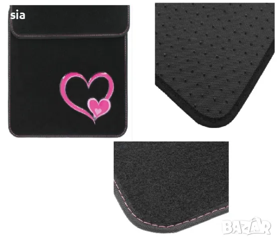 Стелки за кола с розово сърце, мокет, Универсални, снимка 3 - Аксесоари и консумативи - 47963315