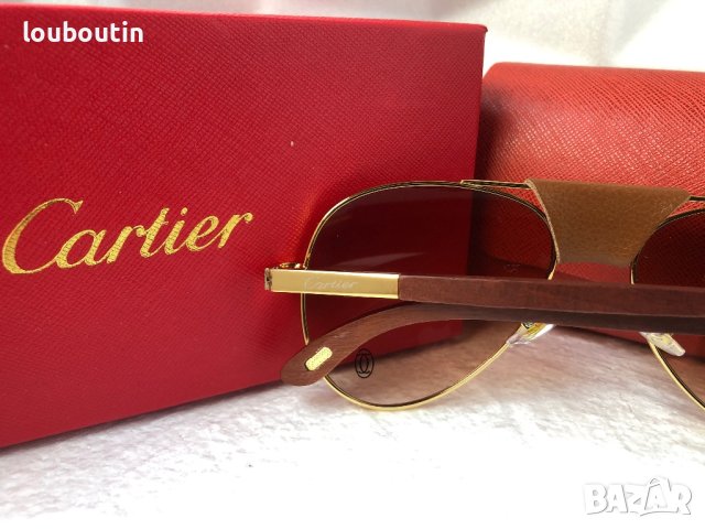 Cartier 2023 мъжки слънчеви очила с кожа и дътвени дръжки , снимка 12 - Слънчеви и диоптрични очила - 42796056