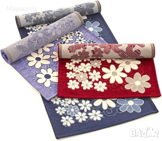 Италиански Кухненски килим 55 x 80cм,  Миещ се Червен на цветя, снимка 6 - Килими - 42120468