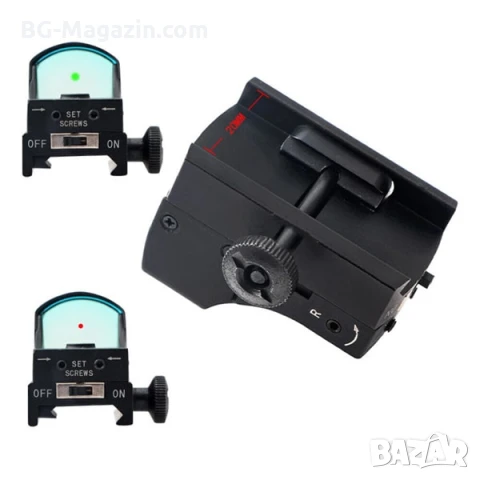 Малък компактен бързомер мерник тактически за пистолет еърсофт въздушна пушка червена зелена точка, снимка 6 - Оборудване и аксесоари за оръжия - 51051113