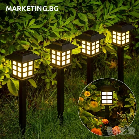 Комплект от 6 броя соларни LED лампи за двор и градина