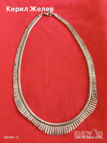 Винтидж сребърно колие тип яка стил КЛЕОПАТРА ювелирна изработка 52388, снимка 8 - Колиета, медальони, синджири - 53004436